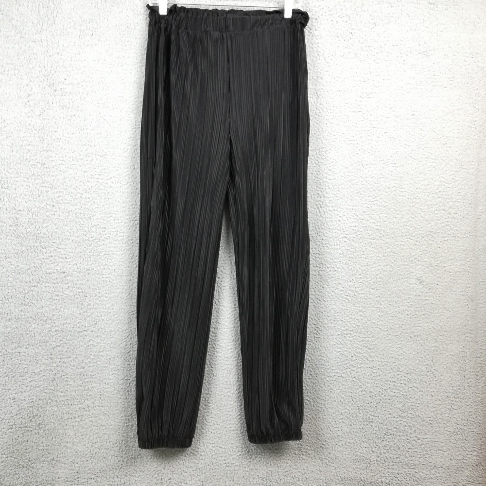 Red BKE Womens Pants Trouser Pleated Black Tapered Elastic Waist High Rise M